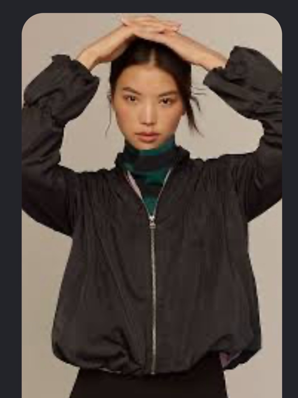 Anthropologie Ruched Bomber Jacket - Black